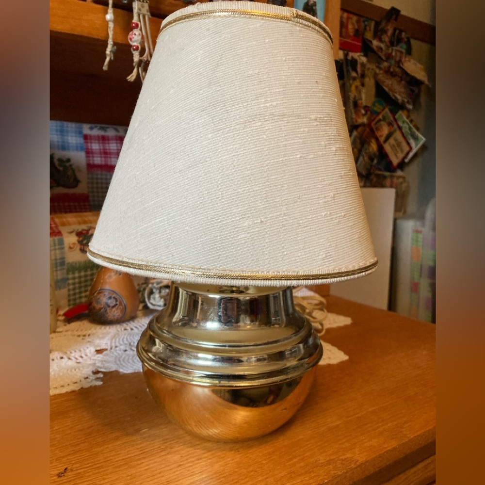 Lamp, Cream White, Gold base, (light bulb not included), 11.5” Tall